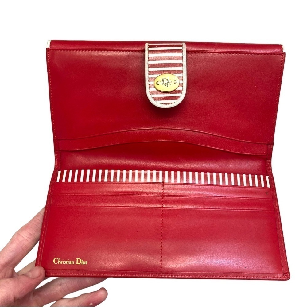 Dior vintage red and white leather wallet rare - Picture 5 of 14